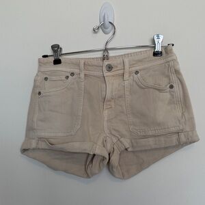 American Eagle Outfitters Beige Denim Roll-Hem Jean Shorts